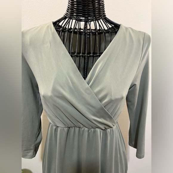 Sage Green Long Sleeve Maxi Dress - Picture 2 of 6